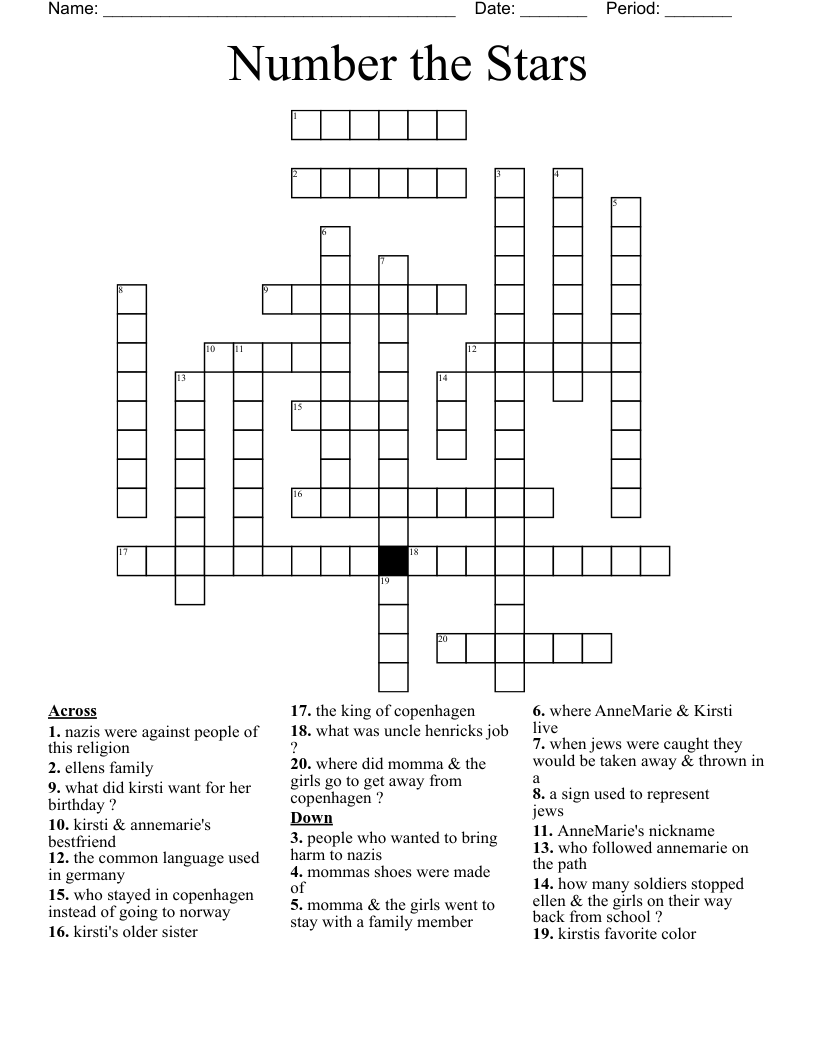Number the Stars Crossword