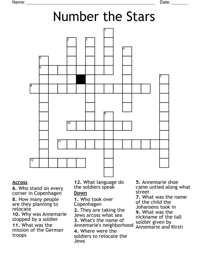 Number the Stars Crossword