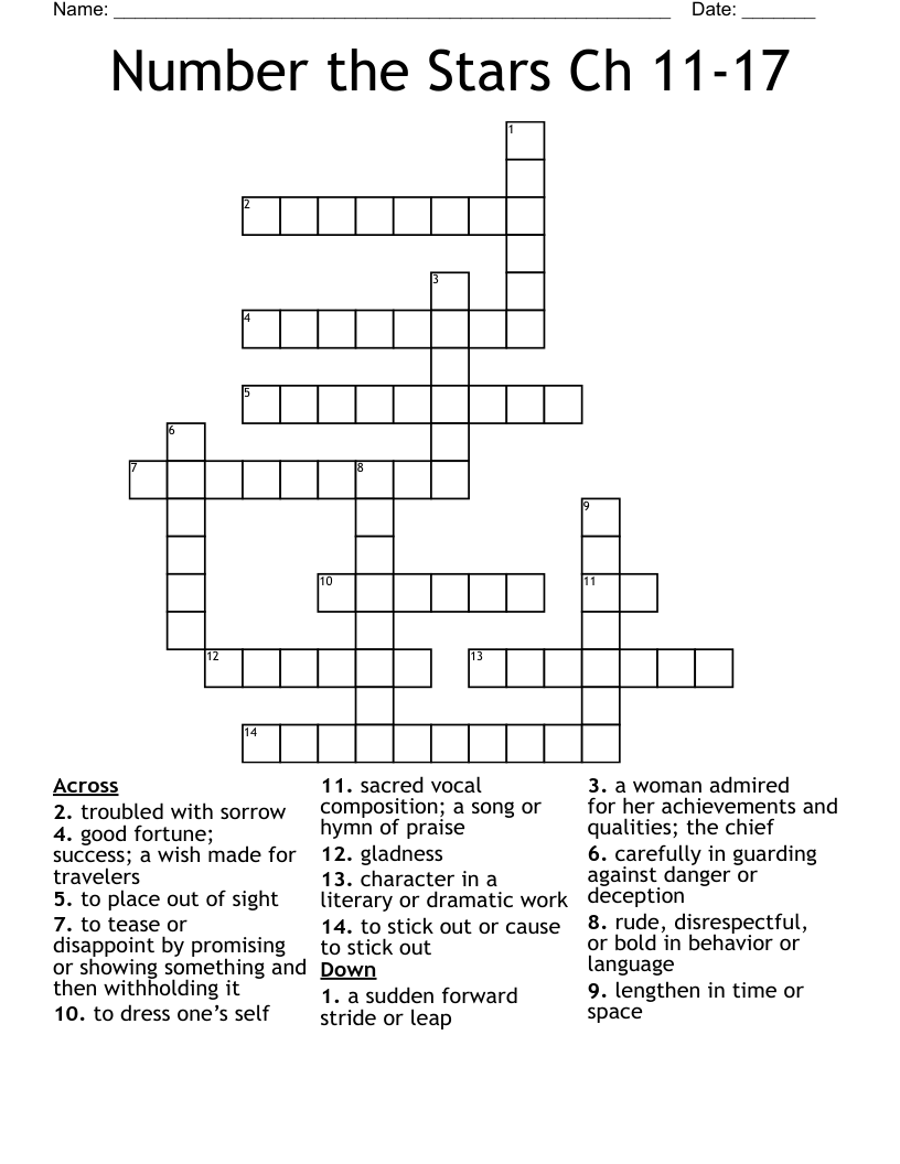 Number the Stars Ch 11-17 Crossword