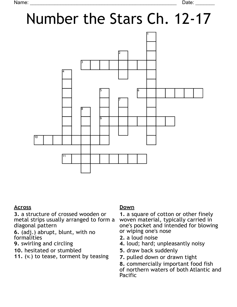 Number the Stars Ch. 12-17 Crossword