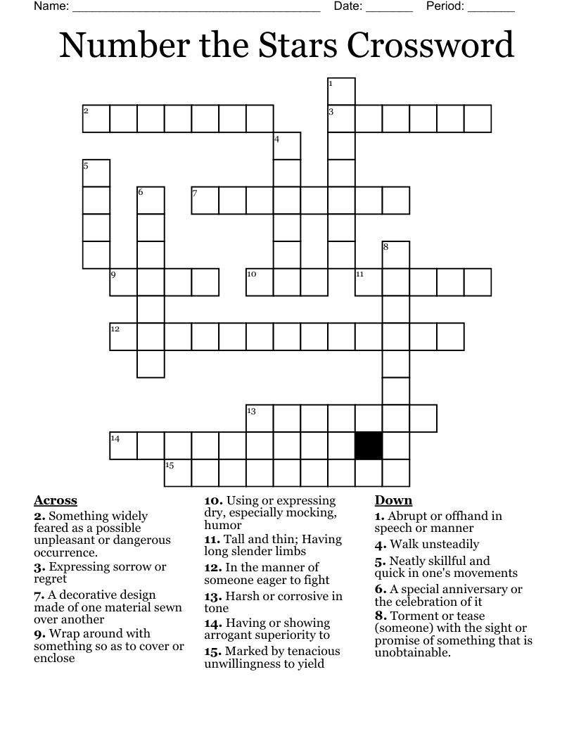 Number the Stars Crossword