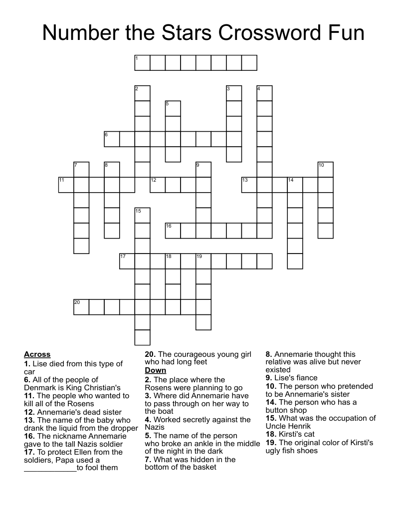 Number the Stars Crossword Fun