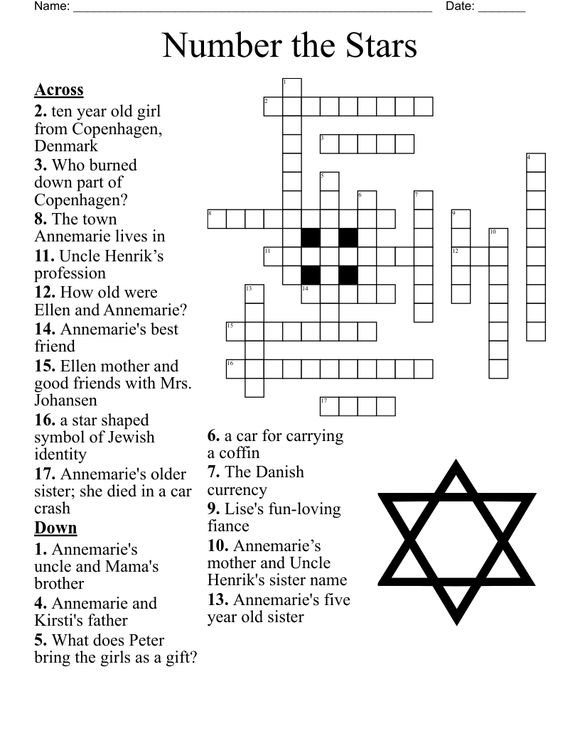Number the Stars  Crossword