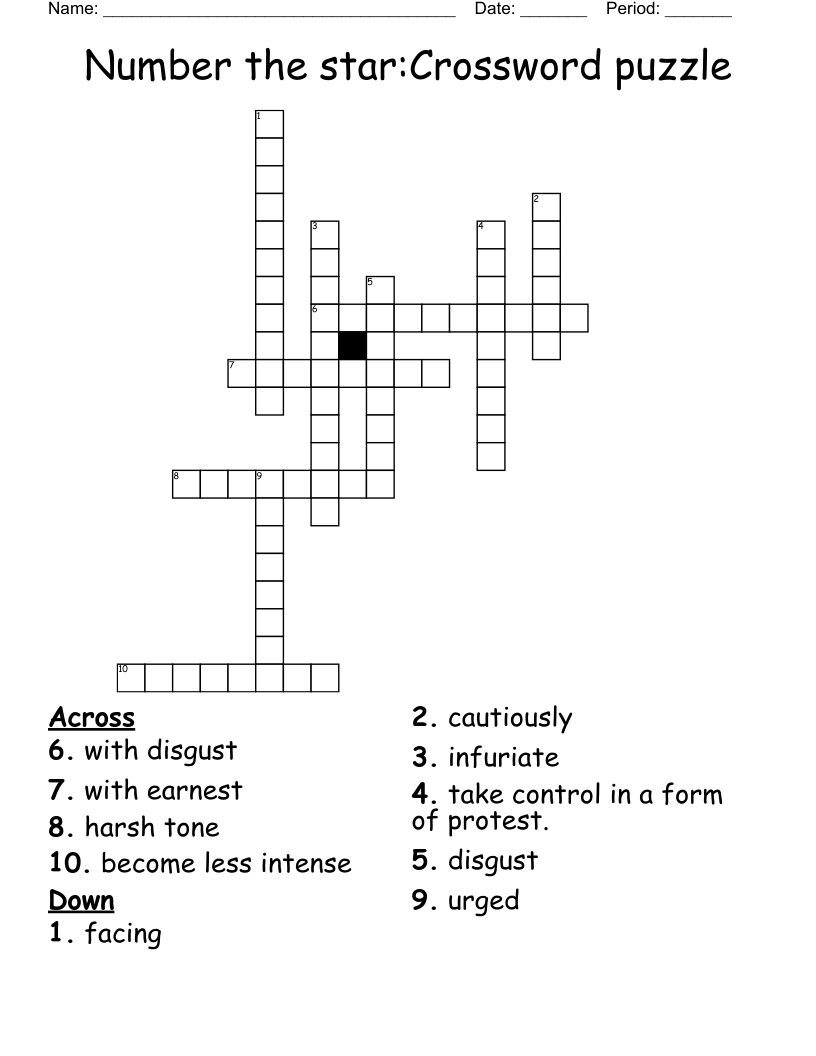 Number the star:Crossword puzzle