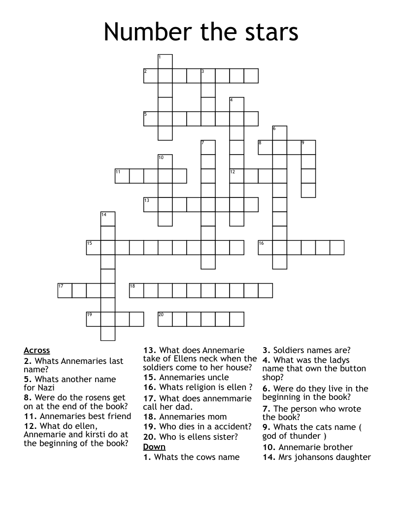 Number the stars Crossword