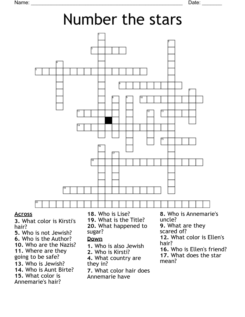 Number the stars Crossword