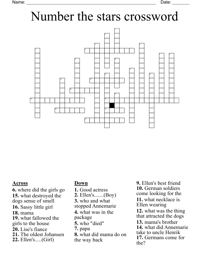 Number the stars crossword
