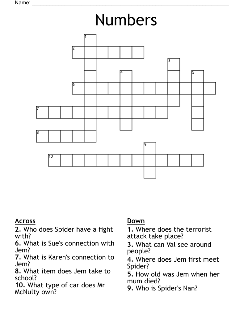 Numbers Crossword