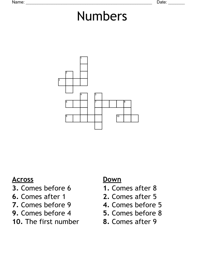 Numbers Crossword