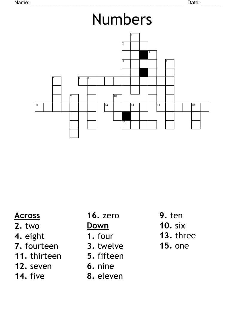 Numbers Crossword
