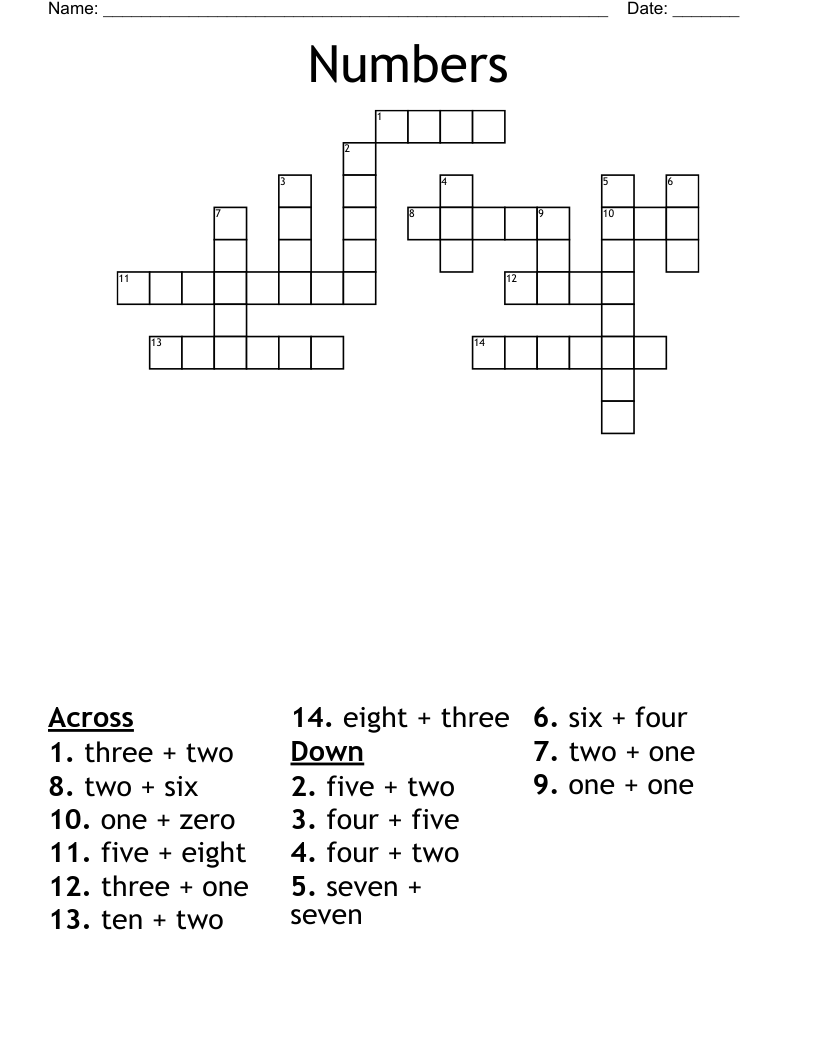 Numbers Crossword