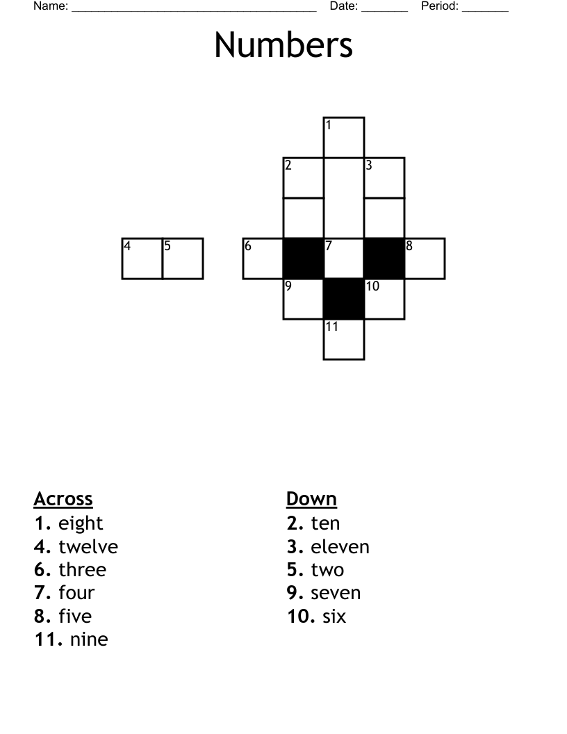 Numbers Crossword