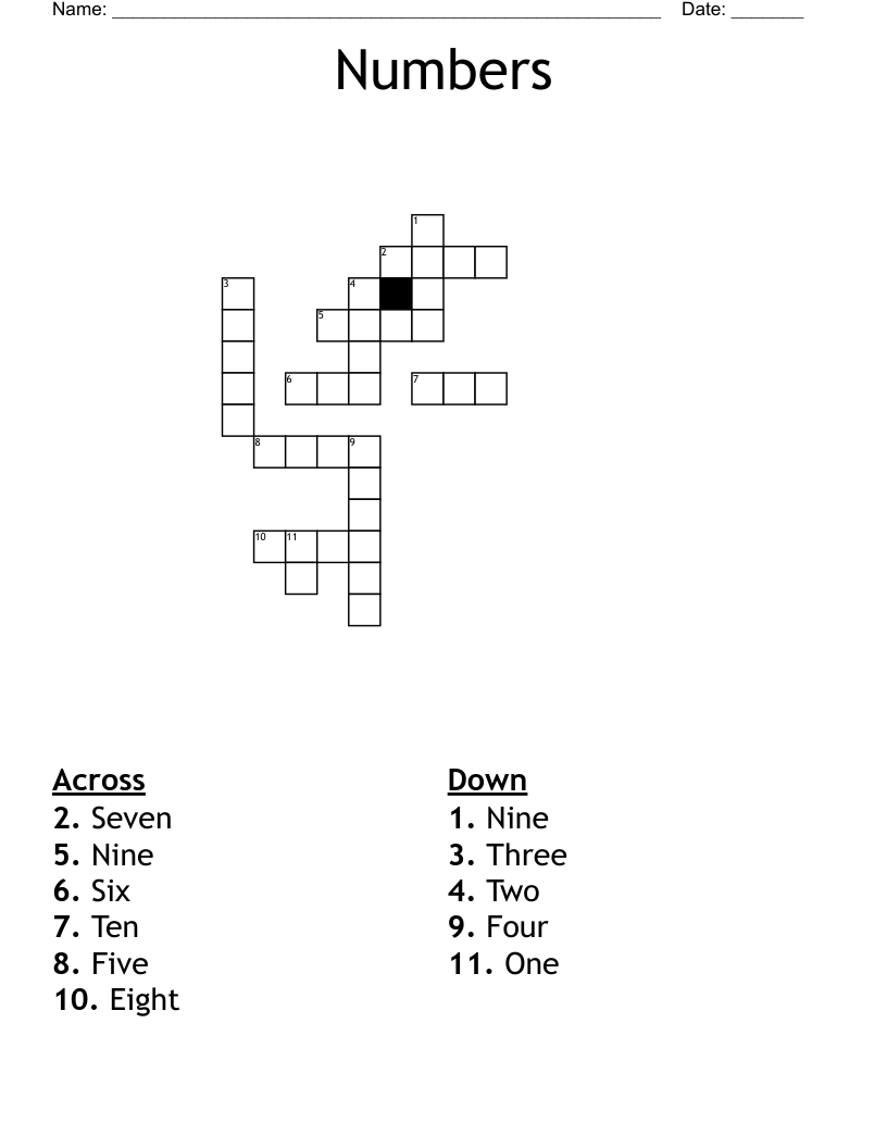 Numbers Crossword