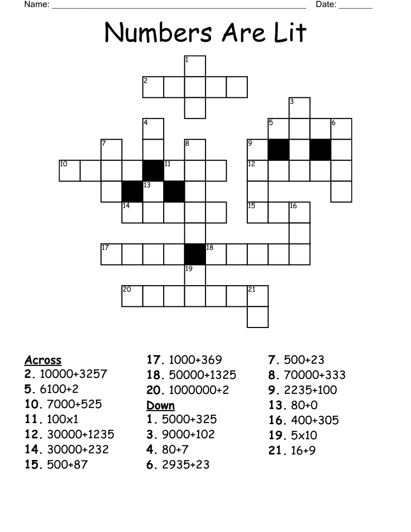 Numbers Are Lit Crossword