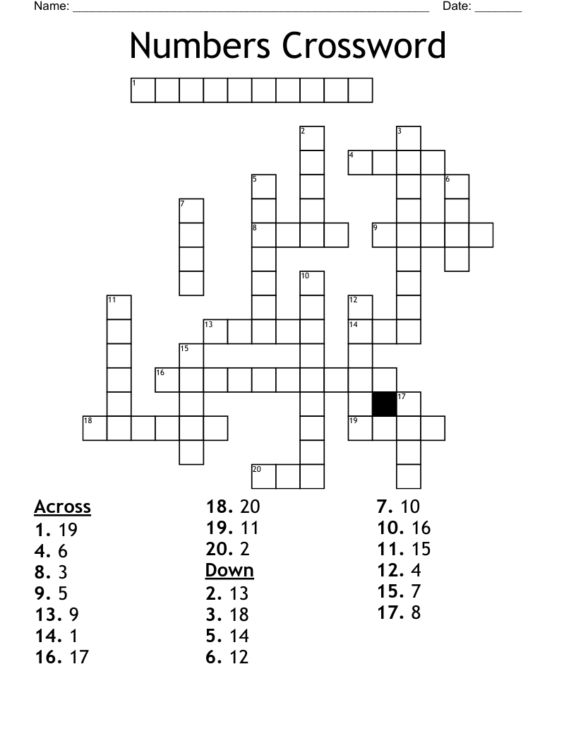 Numbers Crossword