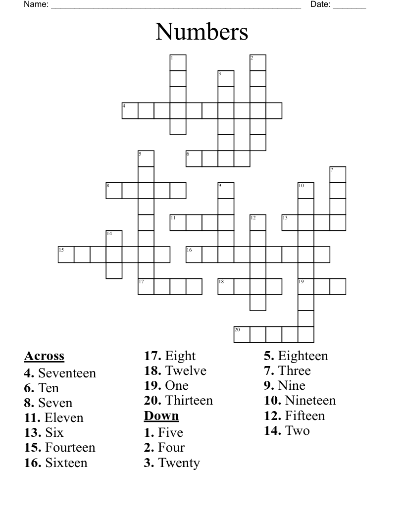 Numbers  Crossword