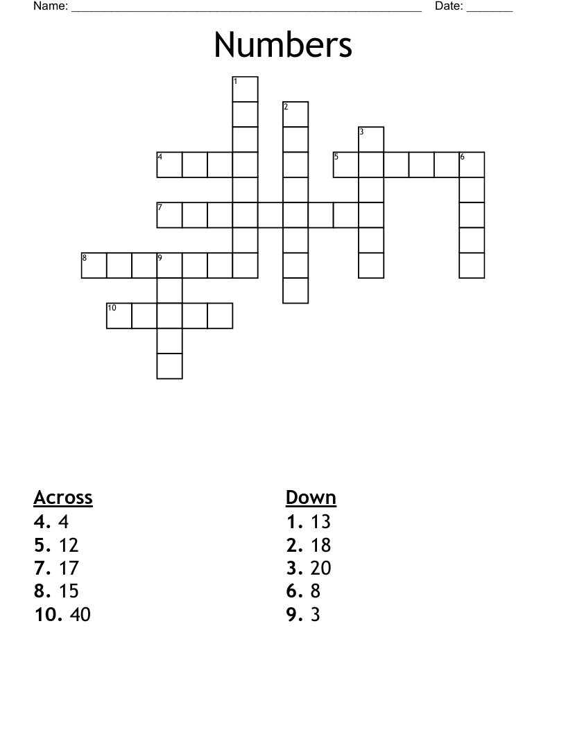 Numbers  Crossword