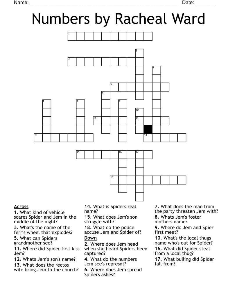 Numbers by Racheal Ward Crossword