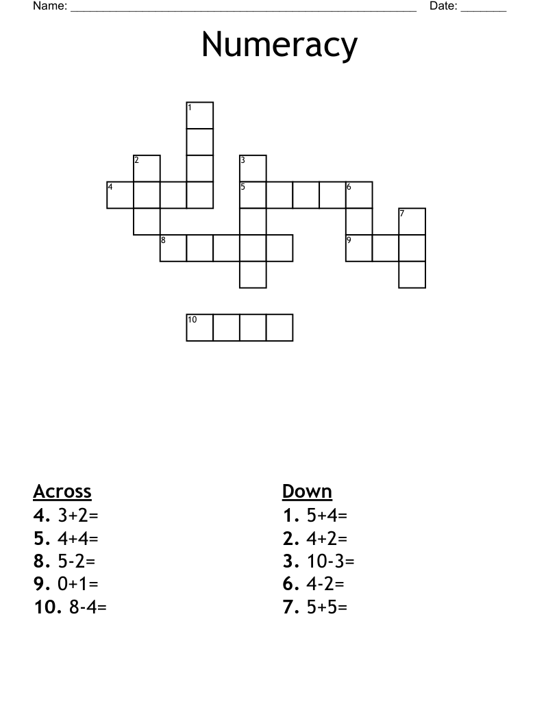 Numeracy Crossword