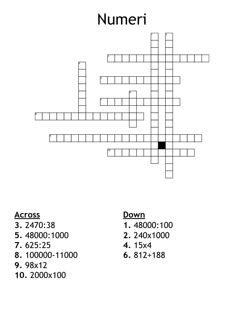 Numeri Crossword