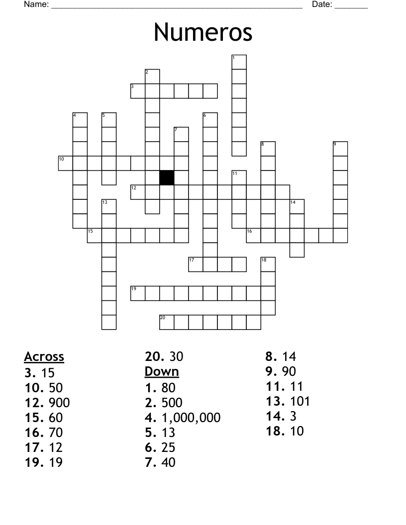 Numeros Crossword