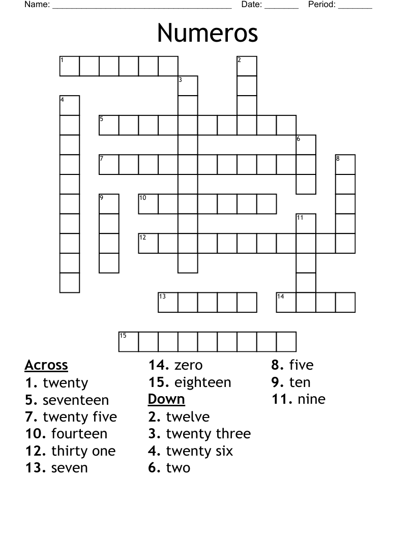 Numeros Crossword