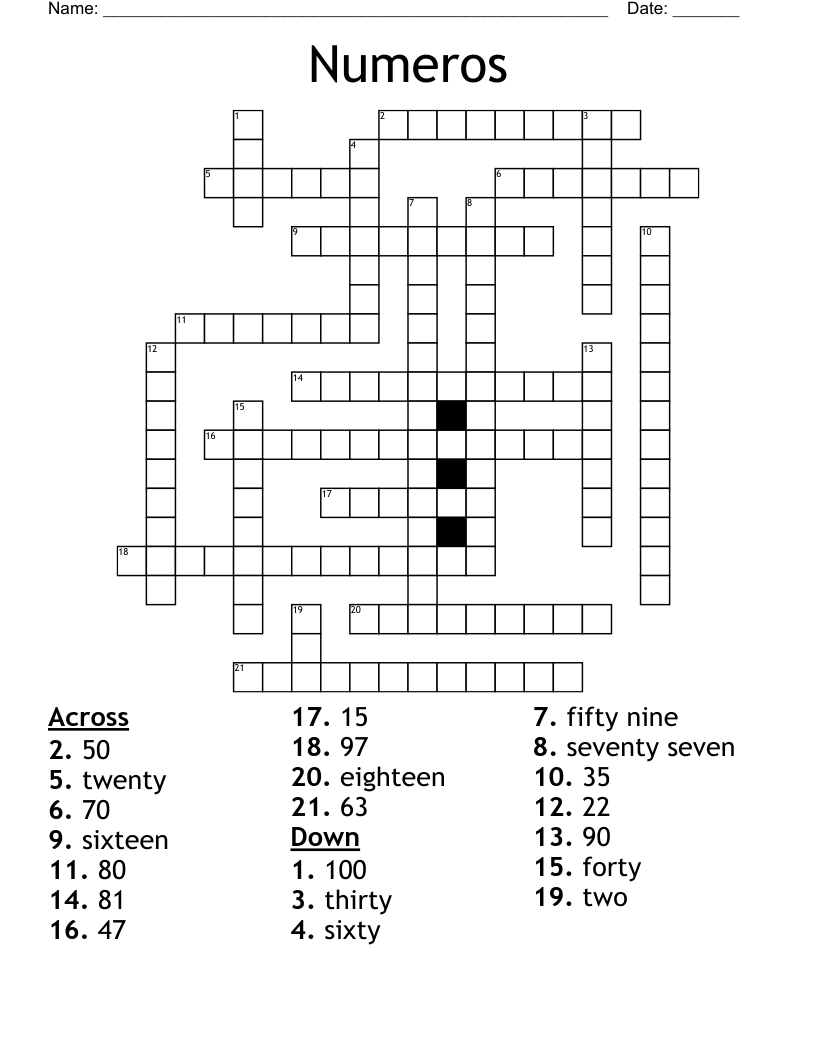 Numeros  Crossword
