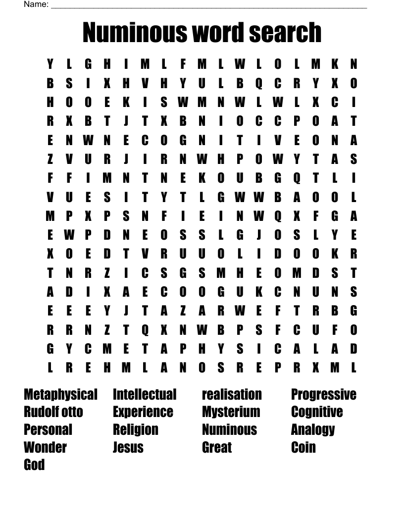 Numinous word search 