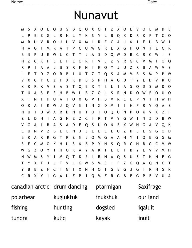 Nunavut  Word Search