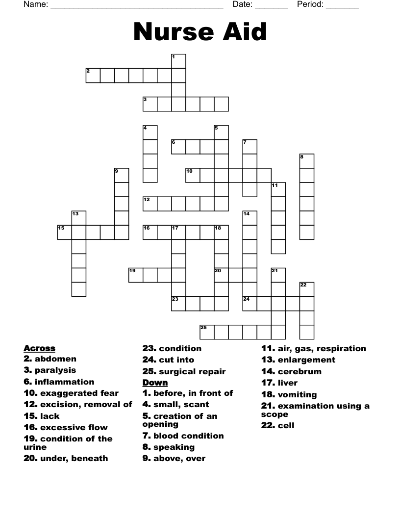 Nurse Aid Crossword