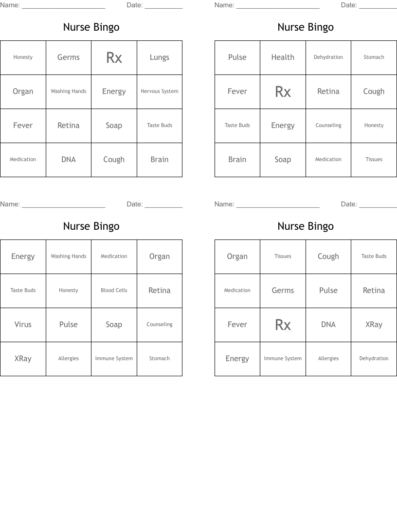 Nurse Bingo