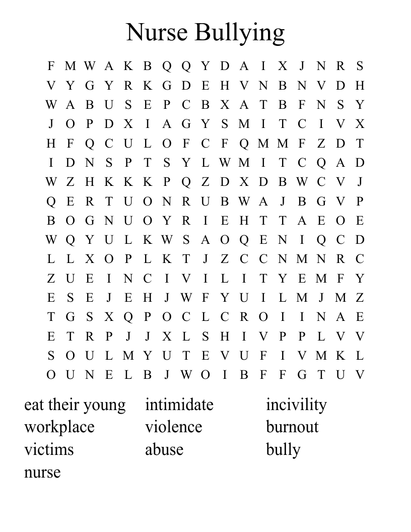 Nurse Bullying Word Search