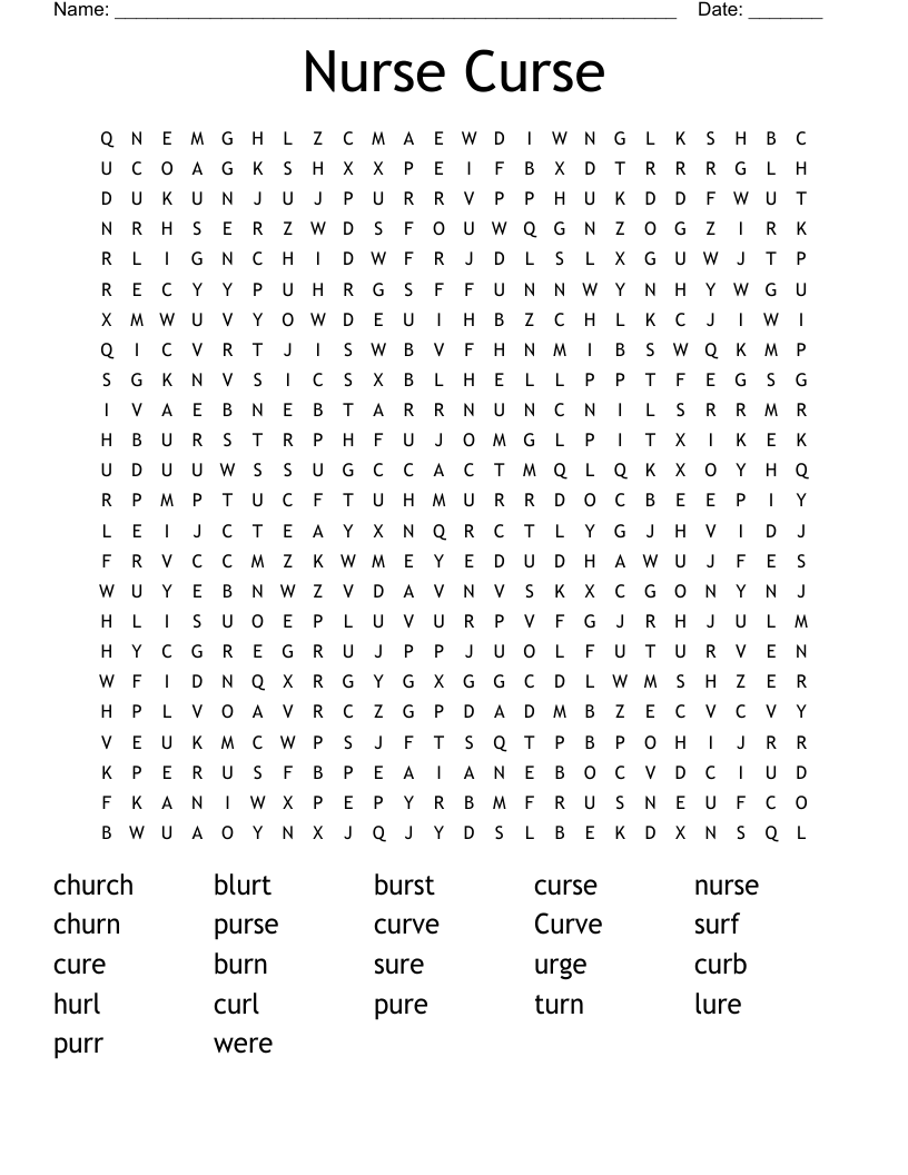 Nurse Curse Word Search