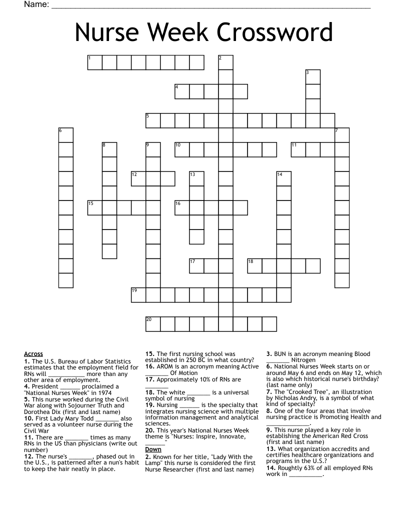 Nurse Week Crossword