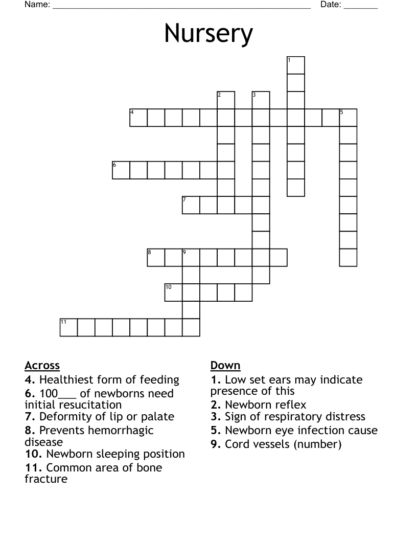 Nursery Crossword
