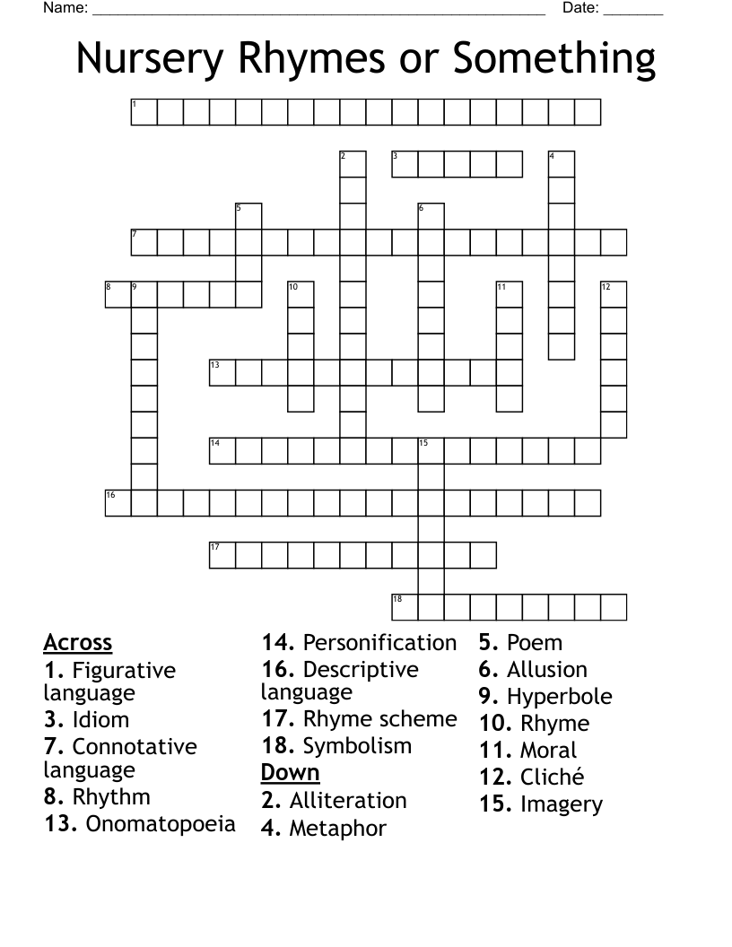 Nursery Rhymes or Something Crossword