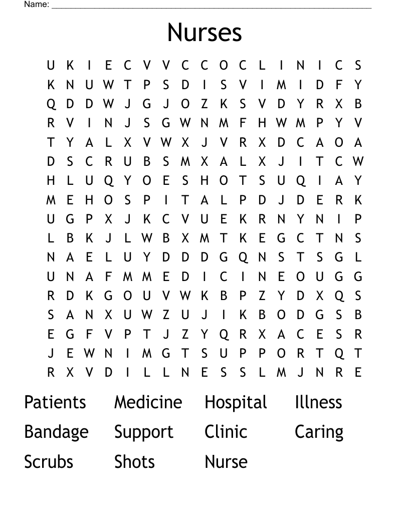 Nurses Word Search