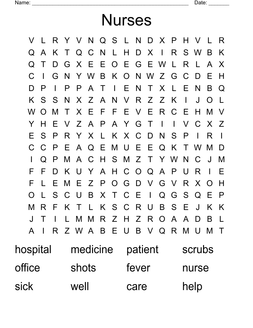 Nurses Word Search