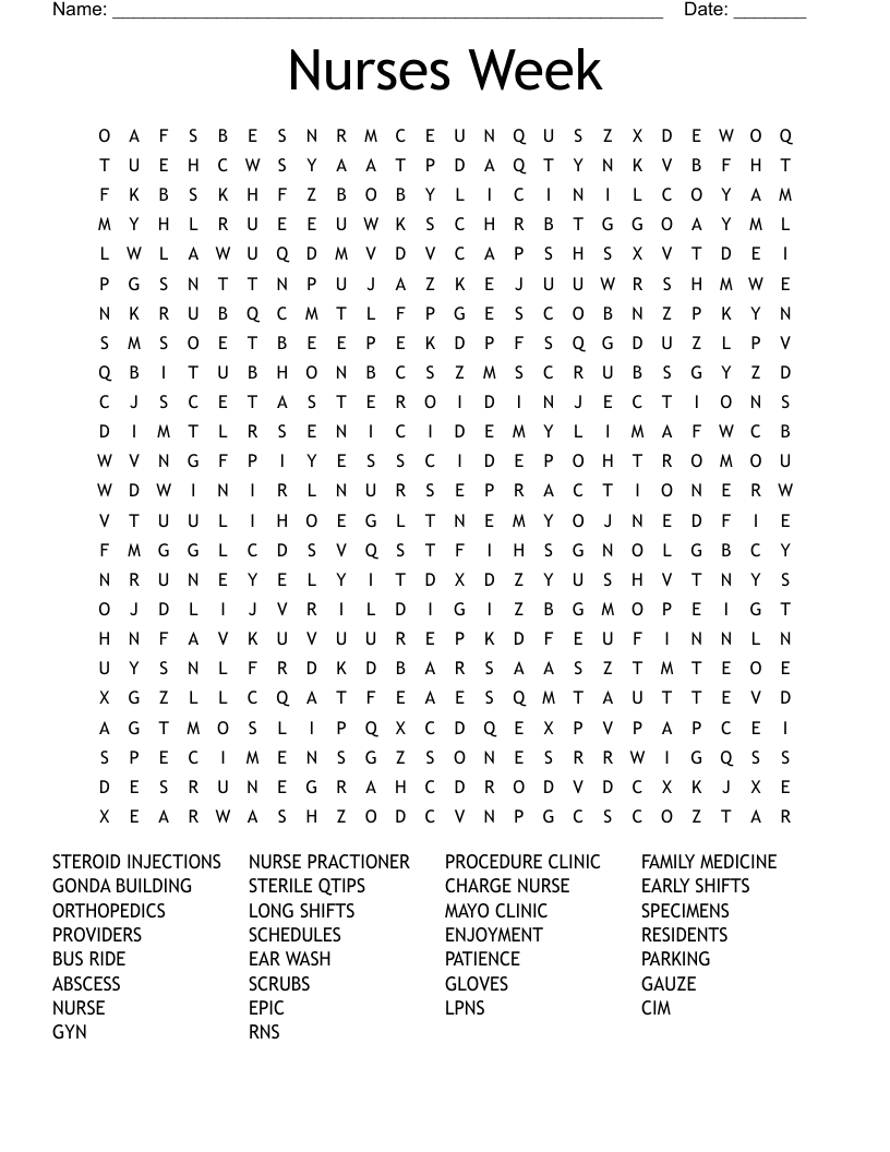 Nurses Week Word Search