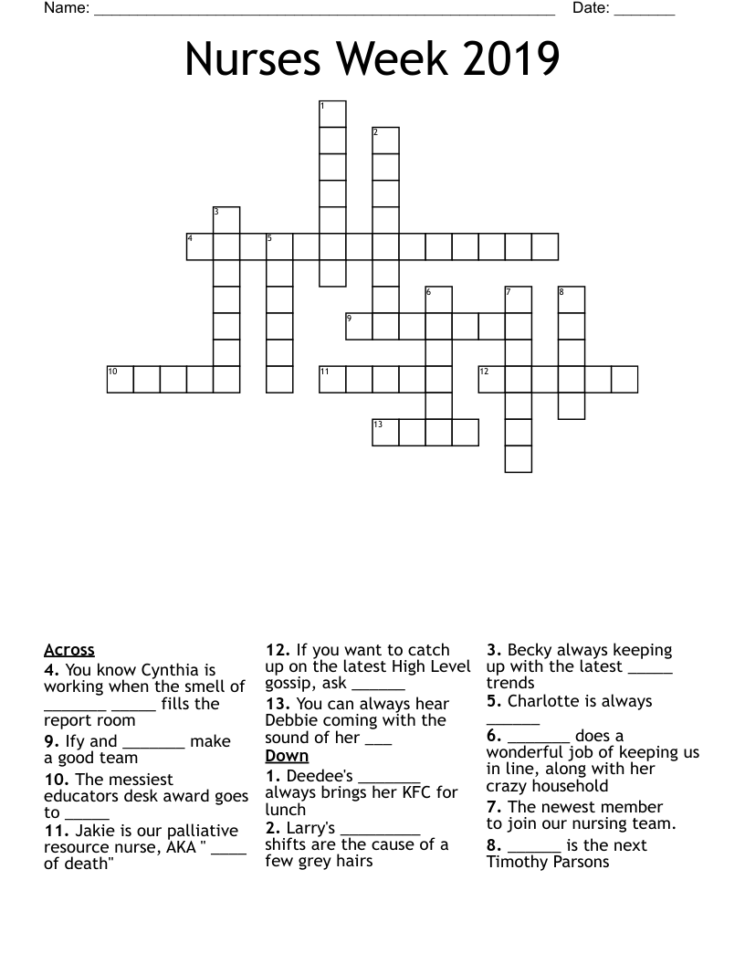 Nurses Week 2019 Crossword