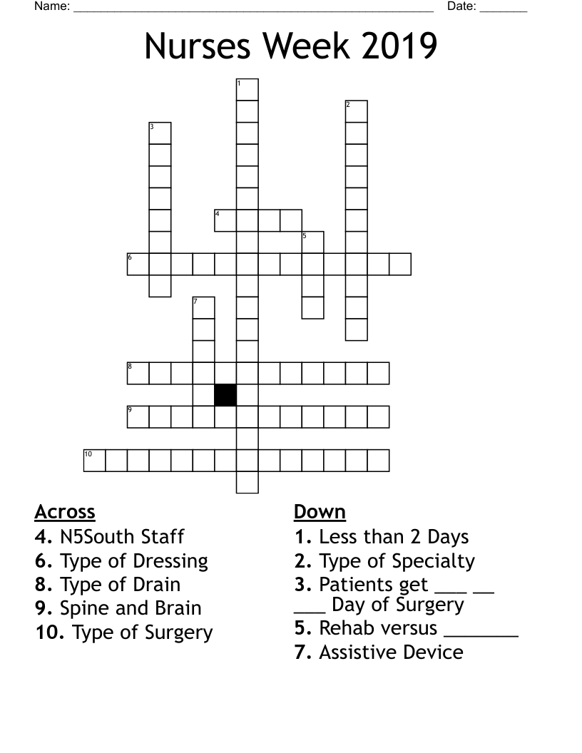 Nurses Week 2019 Crossword