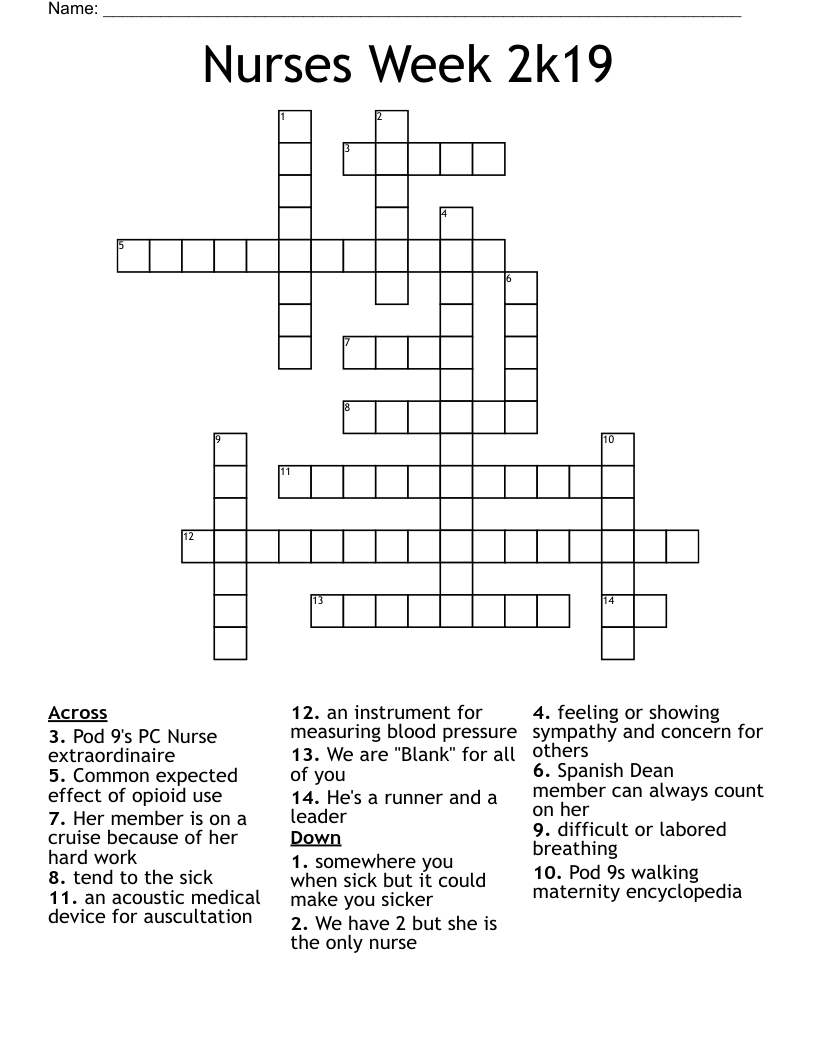 Nurses Week 2k19 Crossword