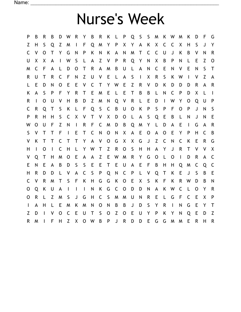 Nurse's Week Word Search