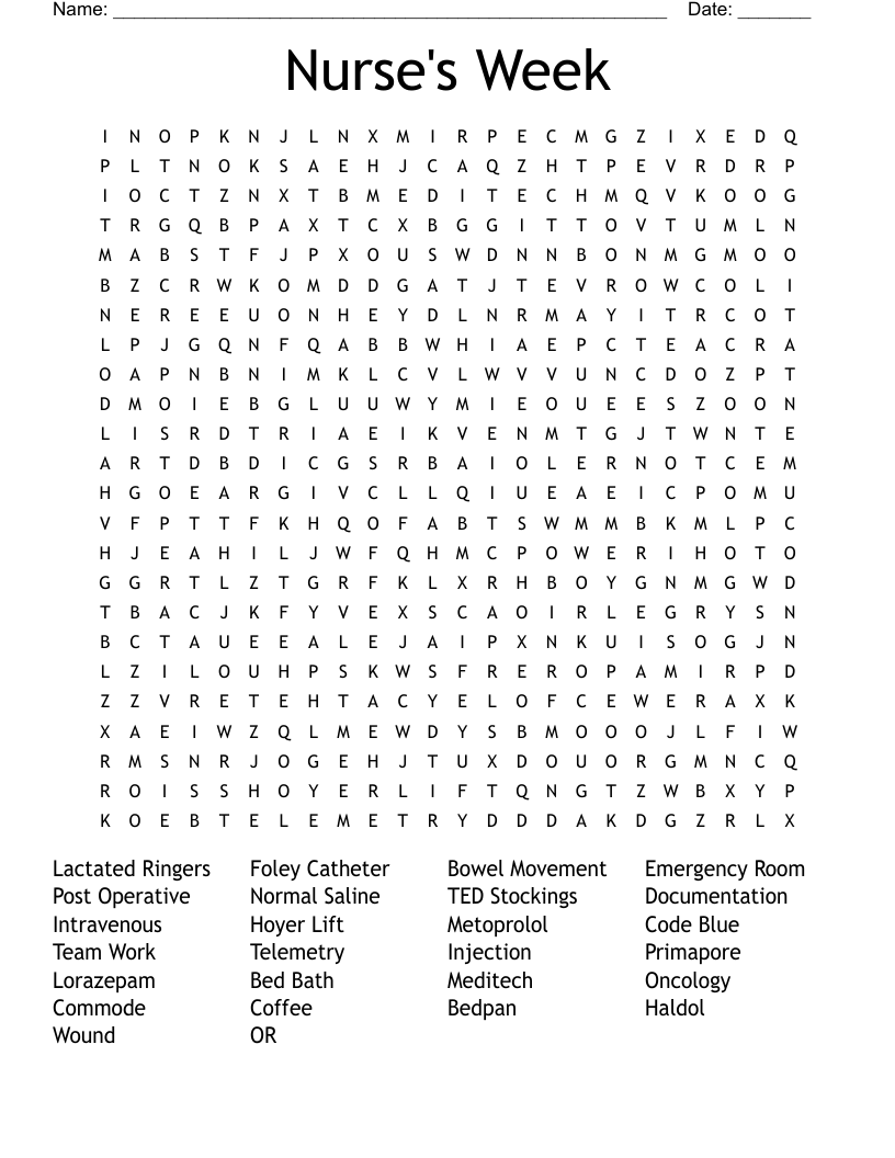 Nurse's Week Word Search