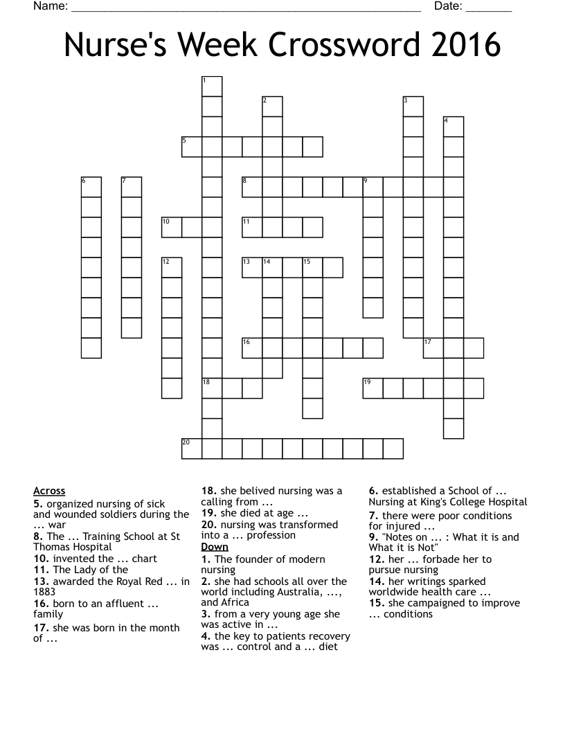 Nurse's Week Crossword 2016 