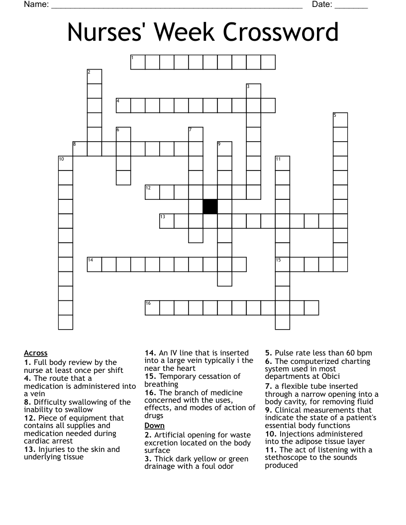 Nurses' Week Crossword
