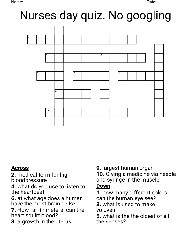 Nurses day quiz. No googling