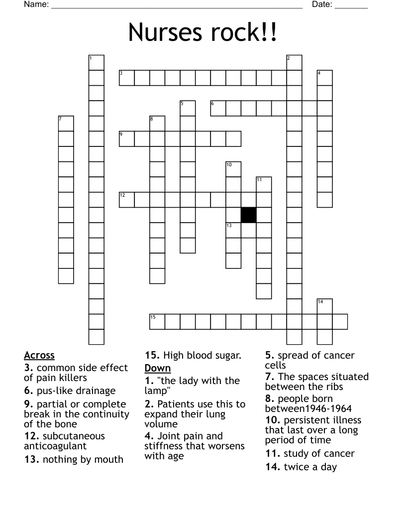 Nurses rock!! Crossword