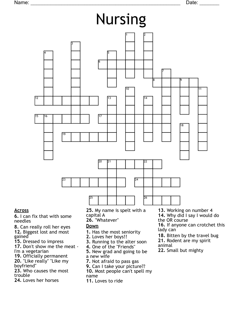 Nursing Crossword