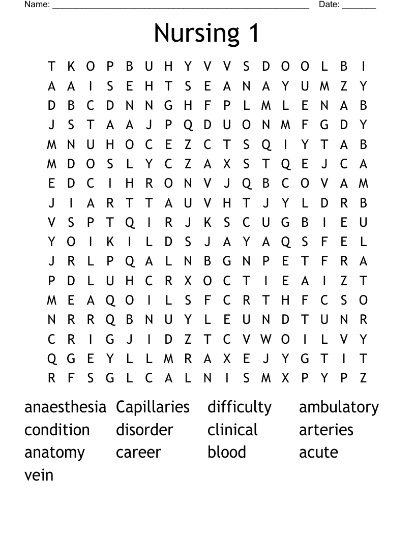 Nursing 1 Word Search